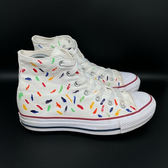 Converse Shoes - Converse Chuck Taylor All Star High  White Paint Splatter Shoes M7650 Women's 7
